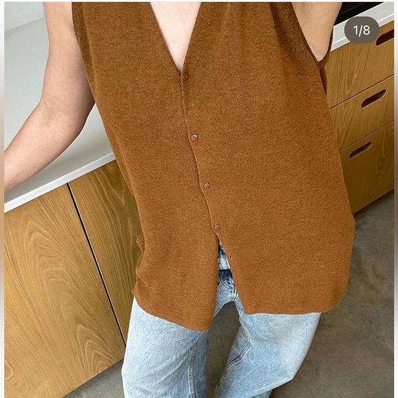 NWT MANGO Knit Sleeveless Sweater/Vest in Camel - Picture 4 of 8